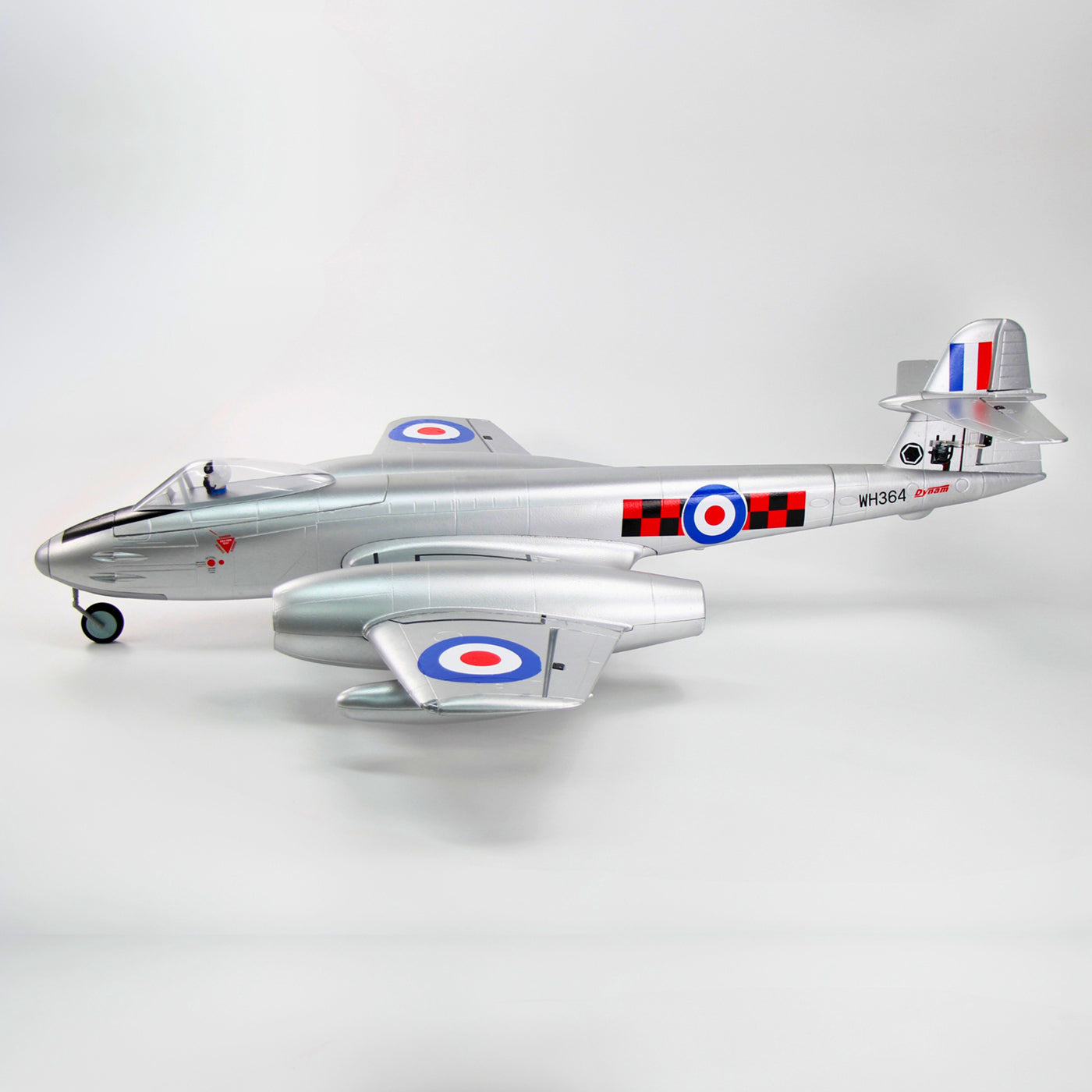Dynam Gloster Meteor F8 V2 Sølv 6S 12-bladet Twin Inrunner 70mm EDF RC Jet med Flaps