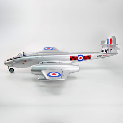 Dynam Gloster Meteor F8 V2 Sølv 6S 12-bladet Twin Inrunner 70mm EDF RC Jet med Flaps