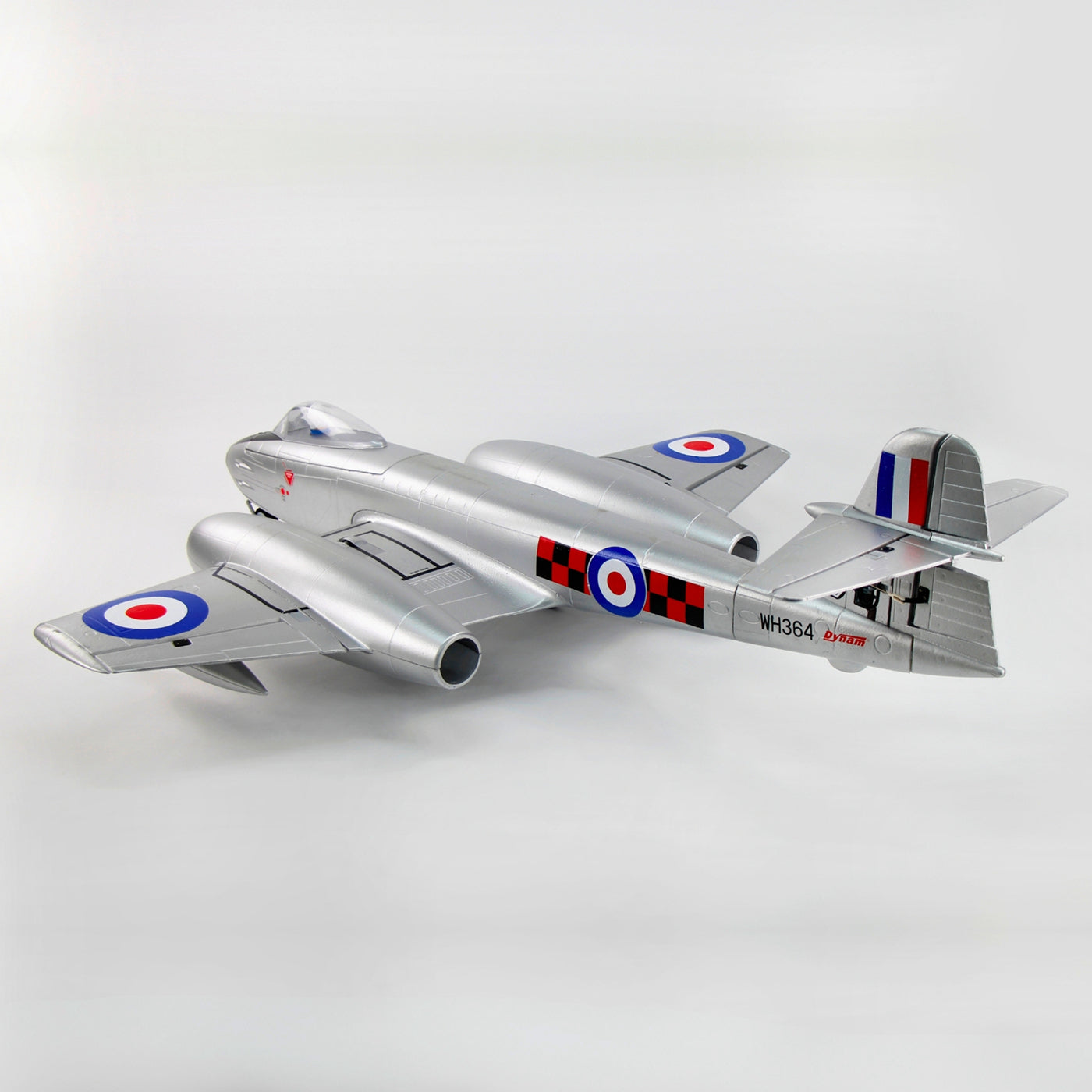 Dynam Gloster Meteor F8 V2 Sølv 6S 12-bladet Twin Inrunner 70mm EDF RC Jet med Flaps