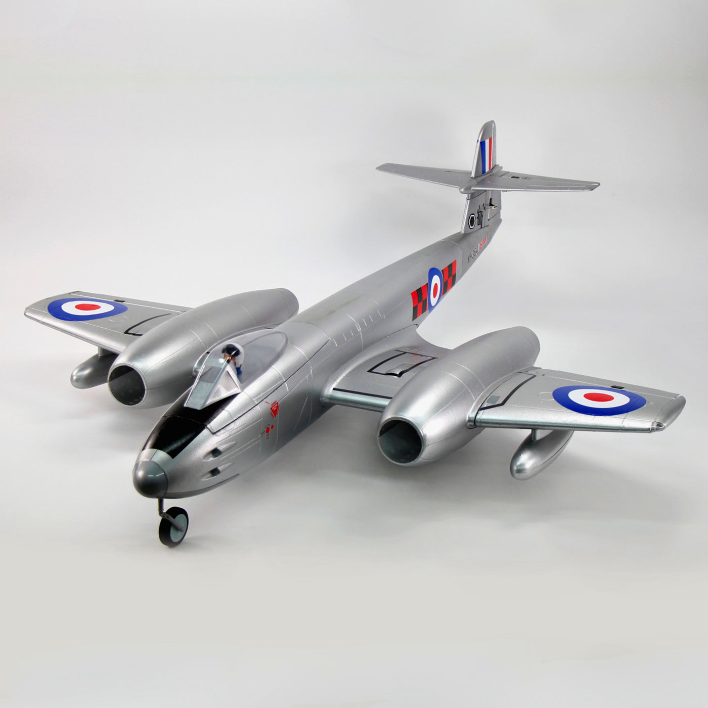 Dynam Gloster Meteor F8 V2 Sølv 6S 12-bladet Twin Inrunner 70mm EDF RC Jet med Flaps