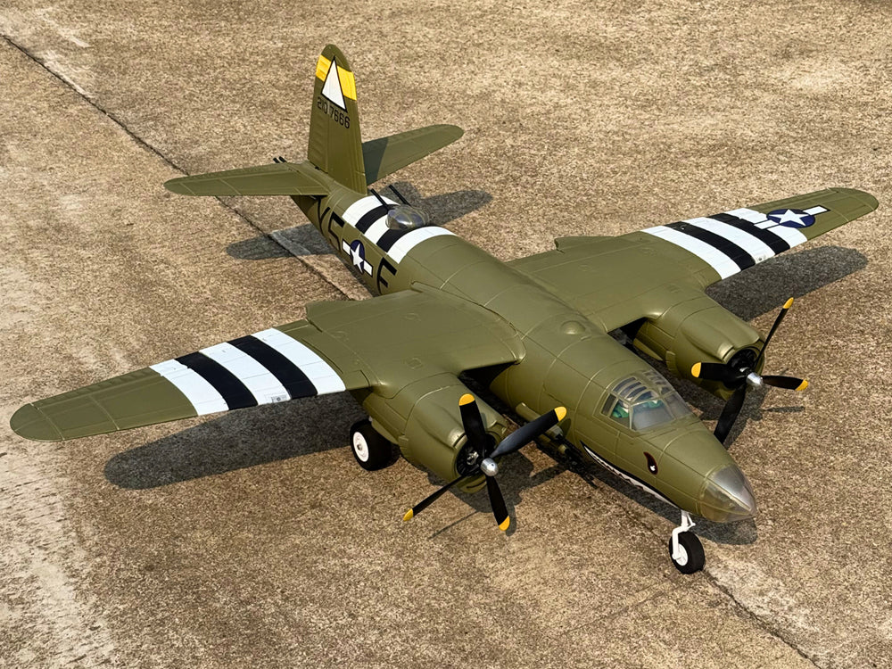 Dynam 1.5m B-26 Marauder Green 4S Twin-Engine RC Warbird Bomber w/ Flaps