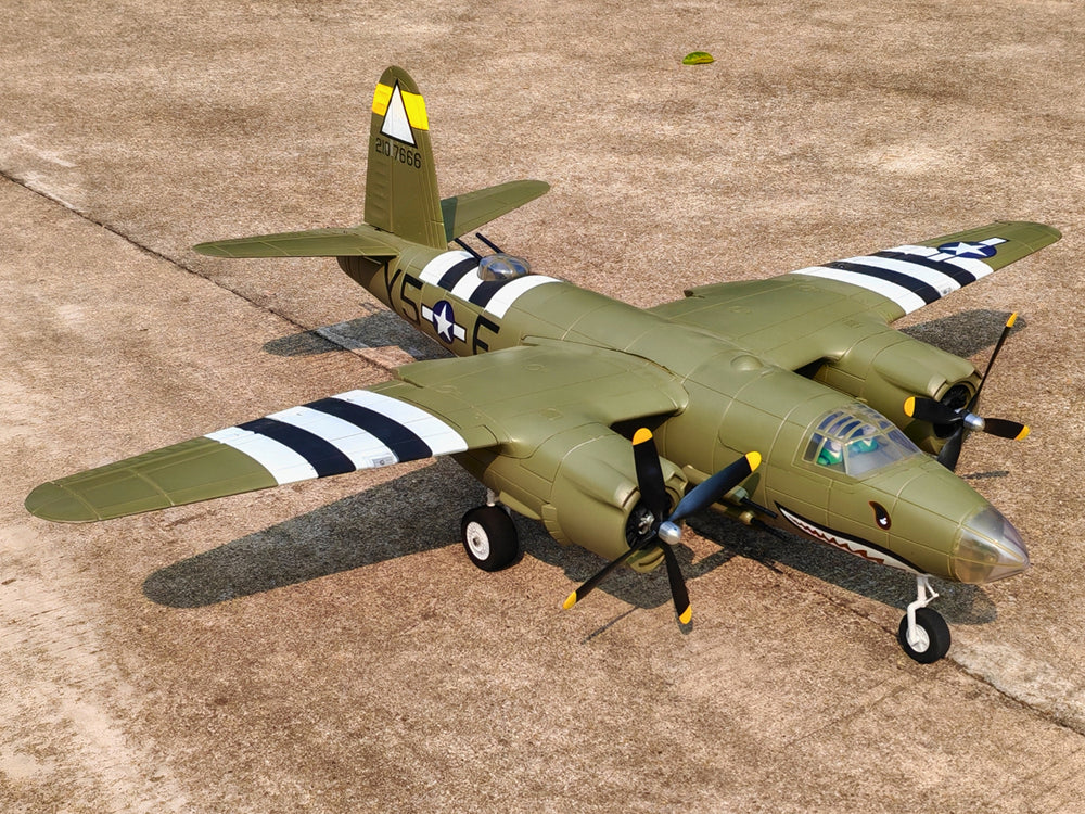 Dynam 1.5m B-26 Marauder Green 4S Twin-Engine RC Warbird Bomber w/ Flaps