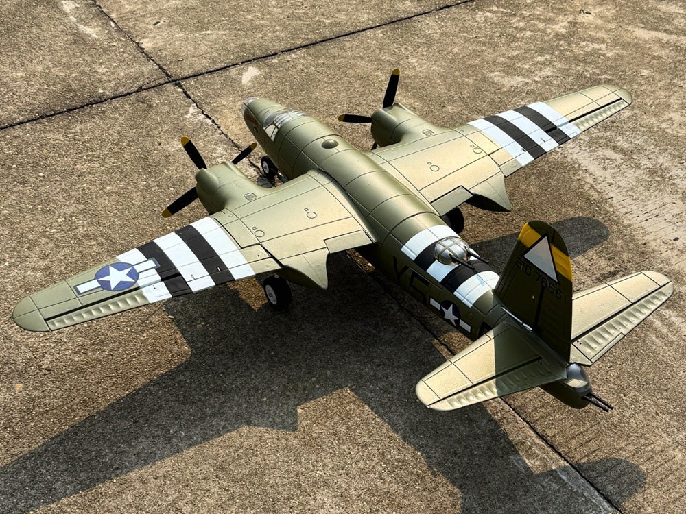 Dynam 1.5m B-26 Marauder Green 4S Twin-Engine RC Warbird Bomber w/ Flaps