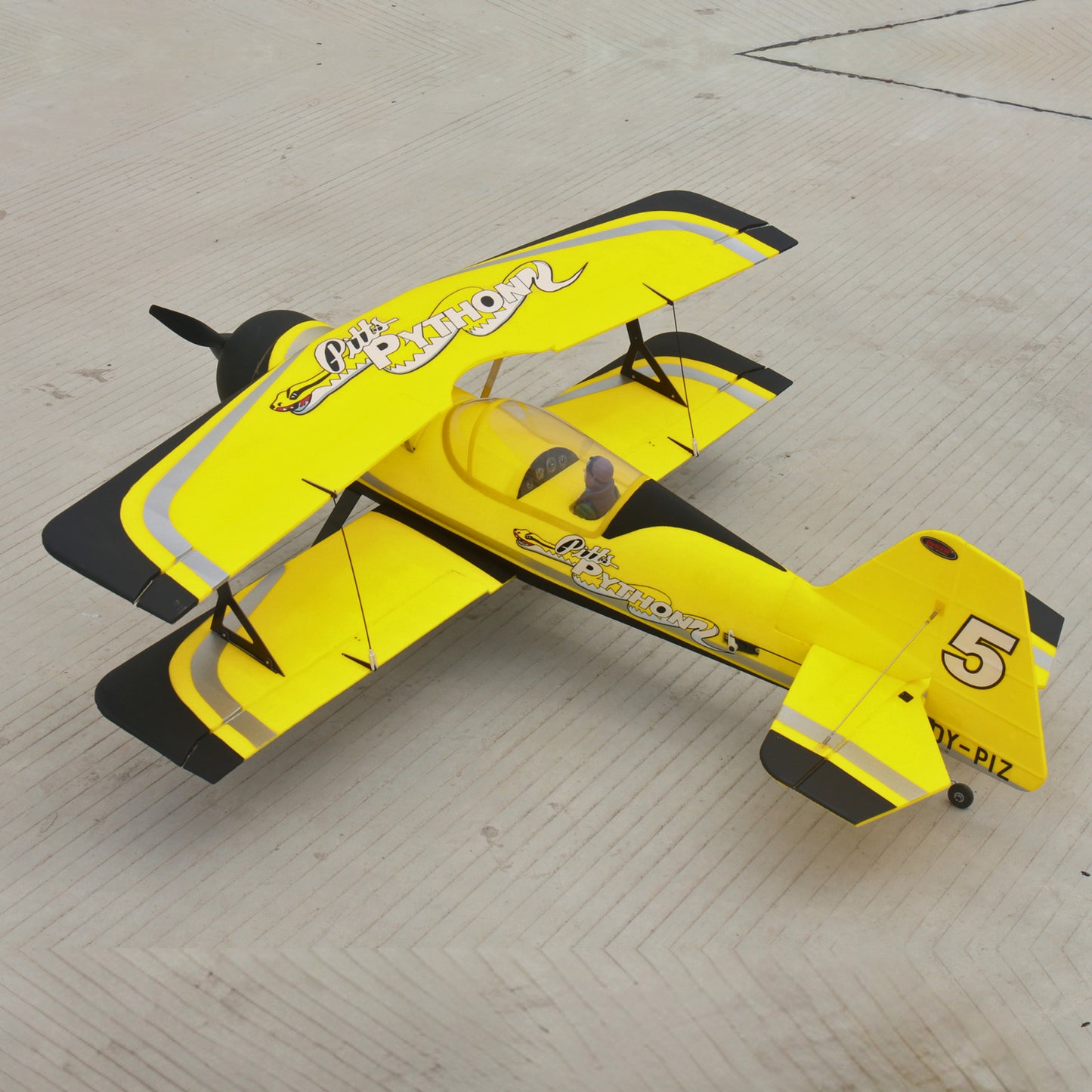 Dynam Pitts Python Model 12 Gul 4S Fjernstyret 3D Skum Aerobatisk Sport Biplan