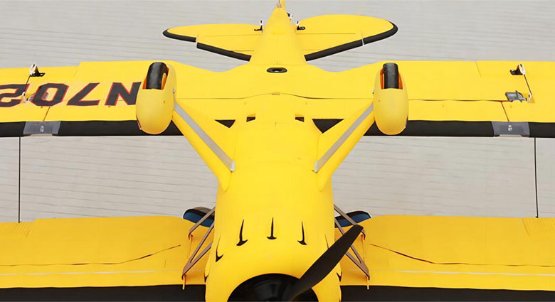 Dynam Yellow Waco YMF-5D V2  4S RC Biplane 1.3m Wingspan