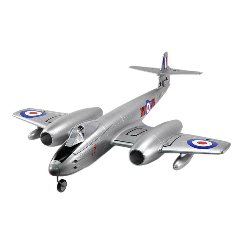 Dynam Gloster Meteor F8 V2 Silver 6S 12-Blade Twin Inrunner 70mm EDF RC Jet w/ Flaps