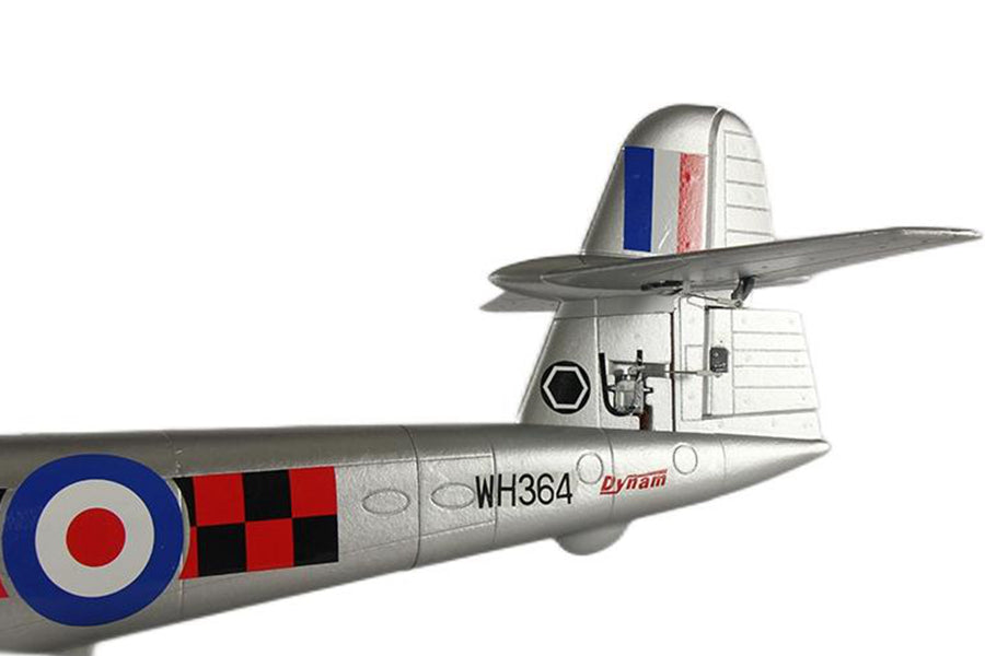 Dynam Gloster Meteor F8 V2 Silver 6S 12-Blade Twin Inrunner 70mm EDF RC Jet w/ Flaps