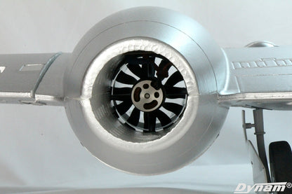 Dynam Gloster Meteor F8 V2 Silver 6S 12-Blade Twin Inrunner 70mm EDF RC Jet w/ Flaps