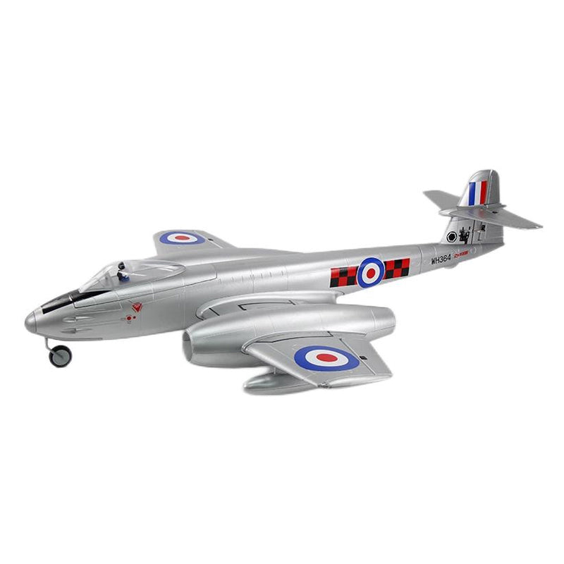 Dynam Gloster Meteor F8 V2 Silver 6S 12-Blade Twin Inrunner 70mm EDF RC Jet w/ Flaps