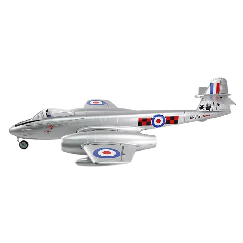 Dynam Gloster Meteor F8 V2 Silver 6S 12-Blade Twin Inrunner 70mm EDF RC Jet w/ Flaps