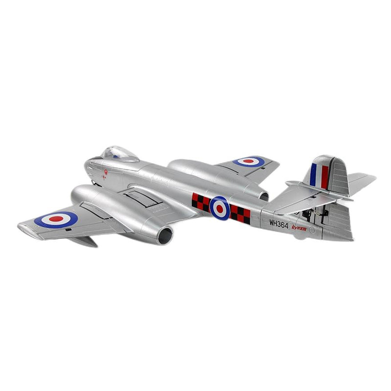 Dynam Gloster Meteor F8 V2 Silver 6S 12-Blade Twin Inrunner 70mm EDF RC Jet w/ Flaps