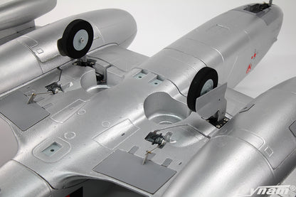 Dynam Gloster Meteor F8 V2 Silver 6S 12-Blade Twin Inrunner 70mm EDF RC Jet w/ Flaps