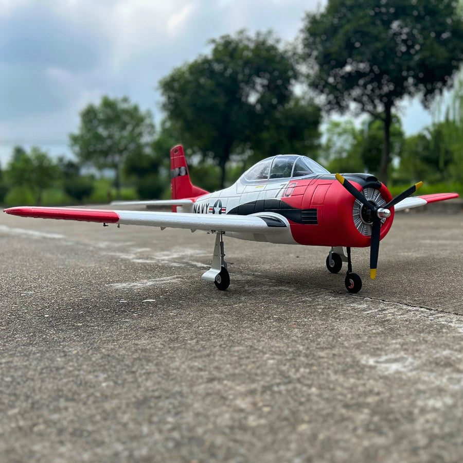 Dynam T-28 Trojan V2 Red 4S RC Warbird 1.3m w/ Flaps
