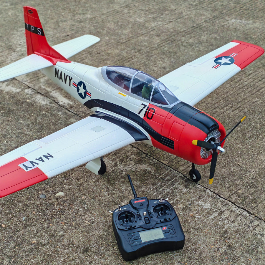 Dynam T-28 Trojan V2 Red 4S RC Warbird 1.3m w/ Flaps