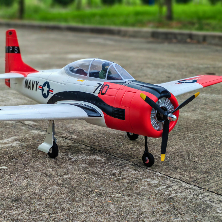 Dynam T-28 Trojan V2 Red 4S RC Warbird 1.3m w/ Flaps