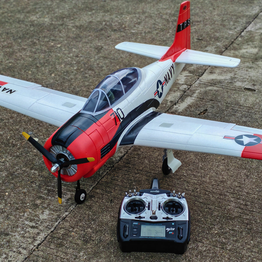 Dynam T-28 Trojan V2 Red 4S RC Warbird 1.3m w/ Flaps