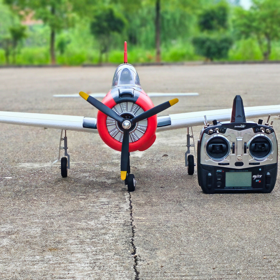 Dynam T-28 Trojan V2 Red 4S RC Warbird 1.3m w/ Flaps