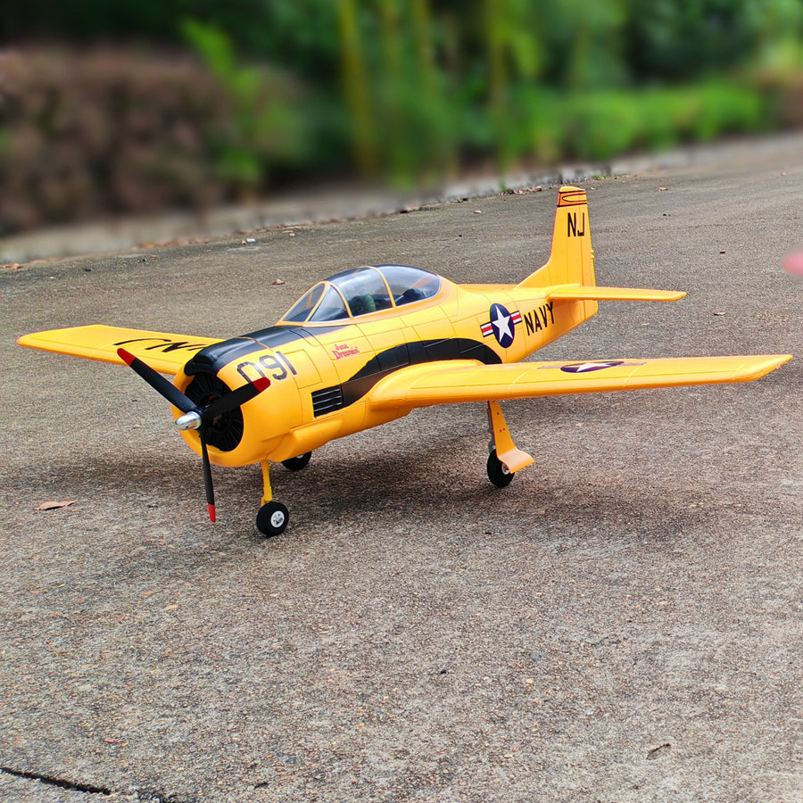 Dynam T-28 Trojan V2 Yellow 4S RC Warbird 1.3m w/ Flaps