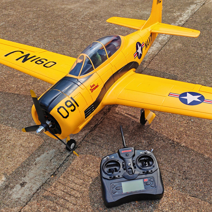Dynam T-28 Trojan V2 Yellow 4S RC Warbird 1.3m w/ Flaps