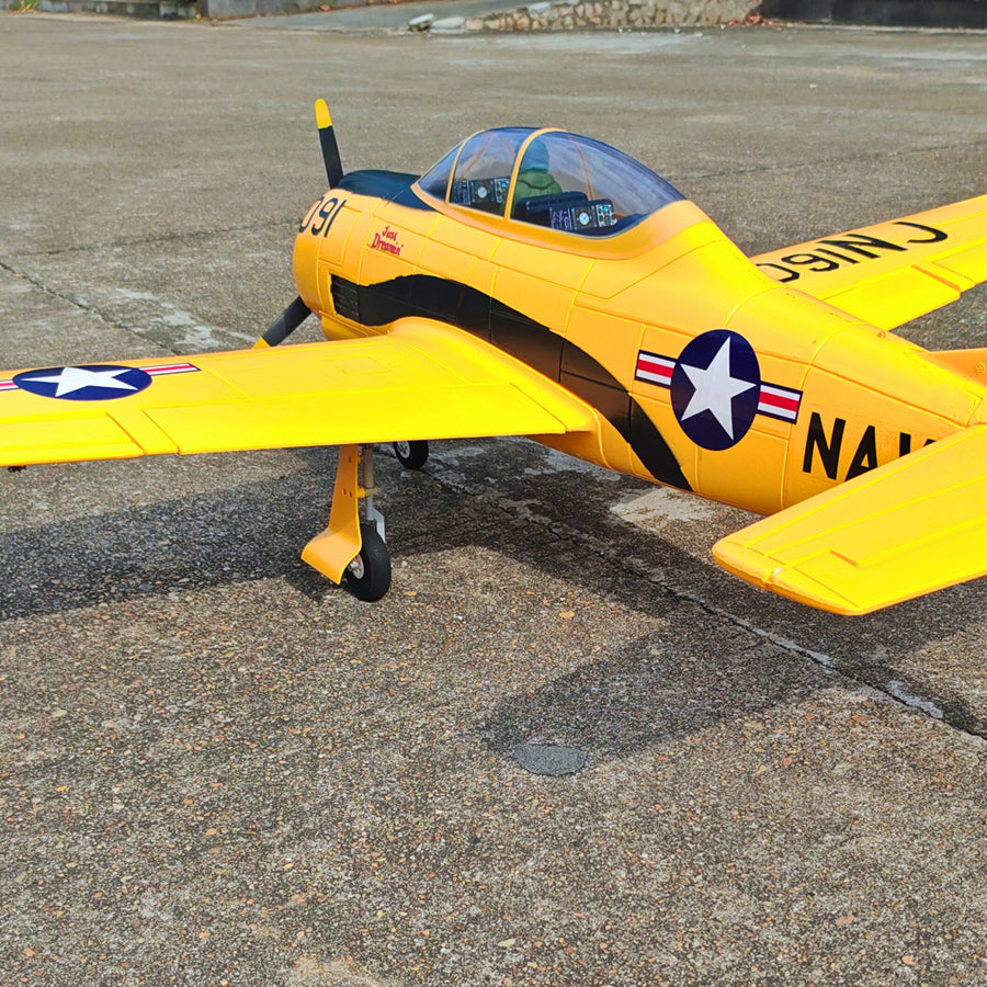 Dynam T-28 Trojan V2 Yellow 4S RC Warbird 1.3m w/ Flaps