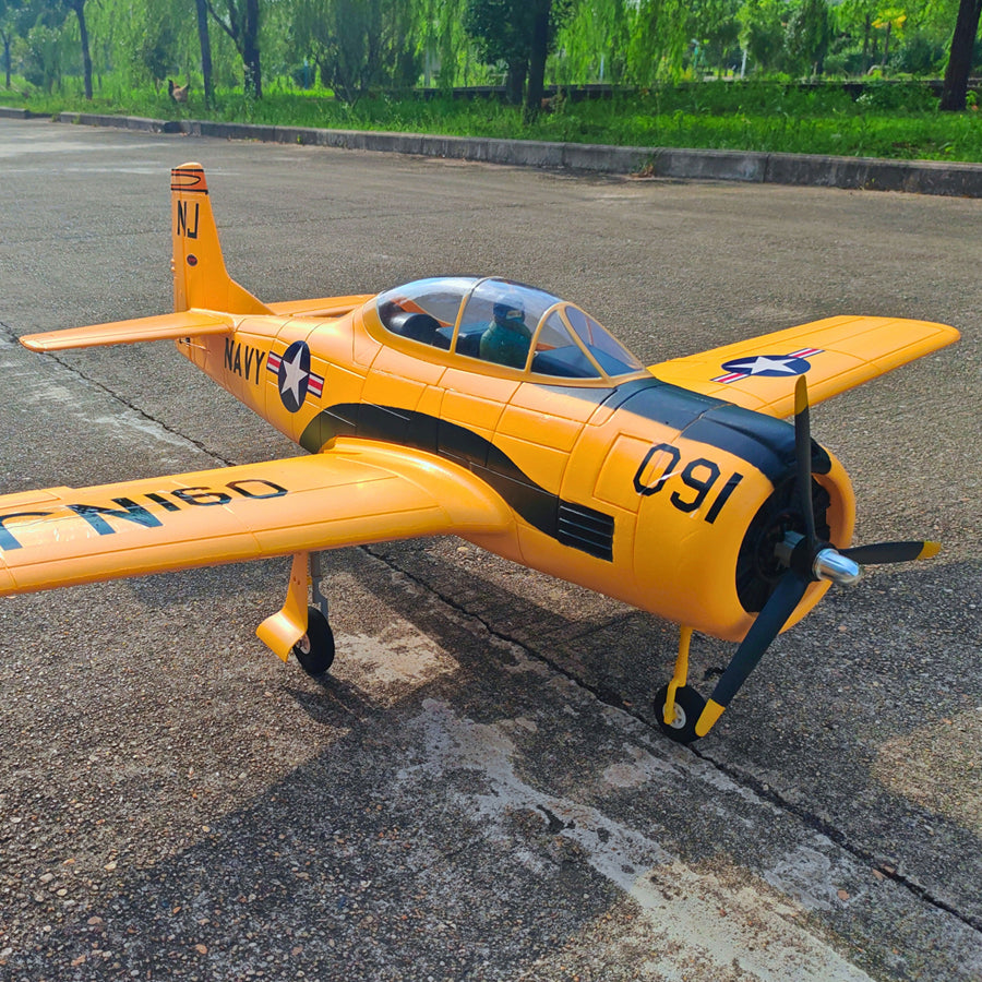 Dynam T-28 Trojan V2 Yellow 4S RC Warbird 1.3m w/ Flaps