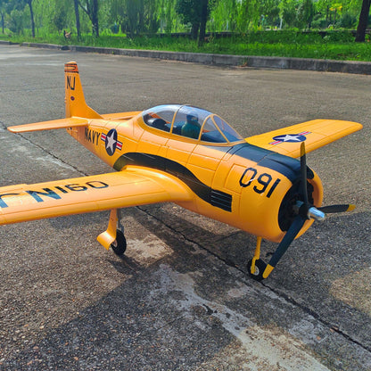 Dynam T-28 Trojan V2 Yellow 4S RC Warbird 1.3m w/ Flaps