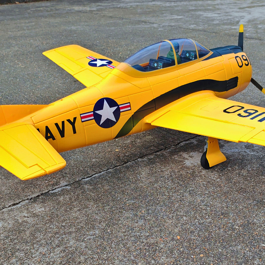 Dynam T-28 Trojan V2 Yellow 4S RC Warbird 1.3m w/ Flaps