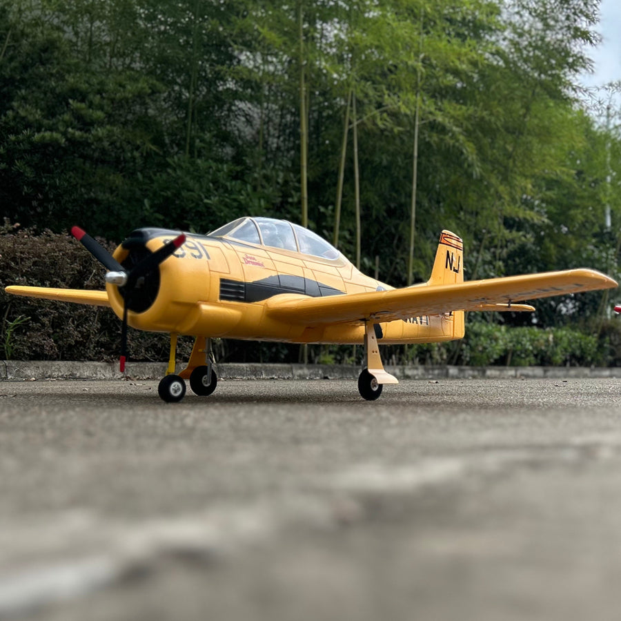 Dynam T-28 Trojan V2 Yellow 4S RC Warbird 1.3m w/ Flaps