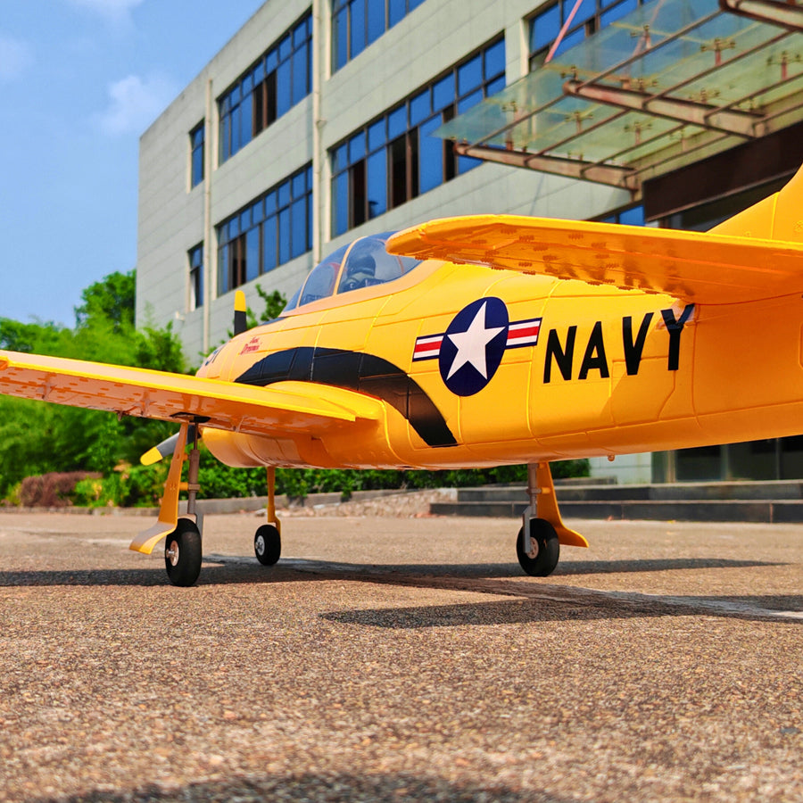 Dynam T-28 Trojan V2 Yellow 4S RC Warbird 1.3m w/ Flaps