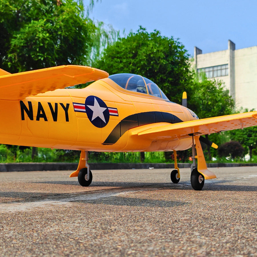 Dynam T-28 Trojan V2 Yellow 4S RC Warbird 1.3m w/ Flaps