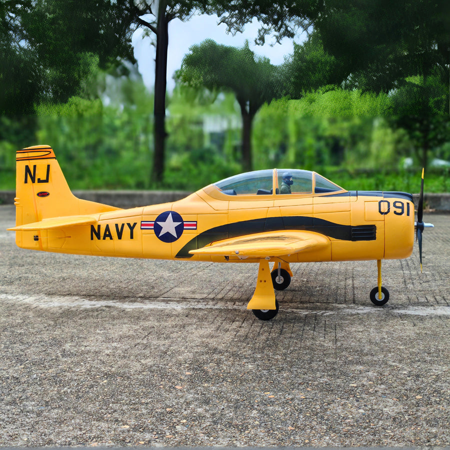 Dynam T-28 Trojan V2 Yellow 4S RC Warbird 1.3m w/ Flaps