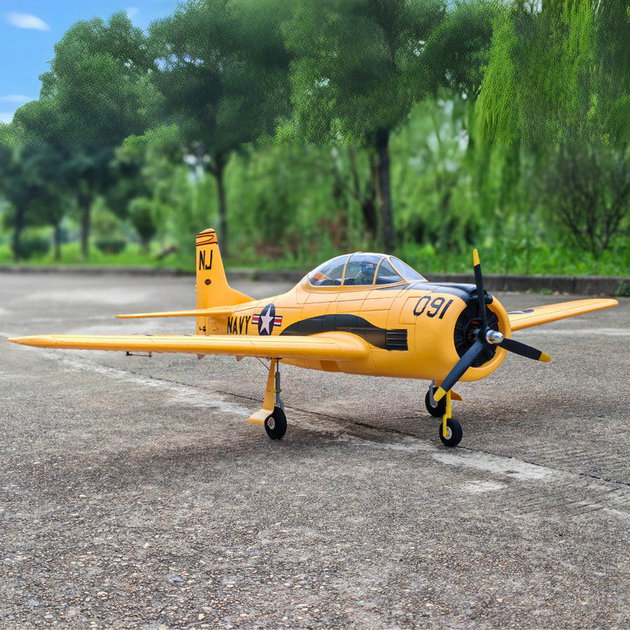 Dynam T-28 Trojan V2 Yellow 4S RC Warbird 1.3m w/ Flaps