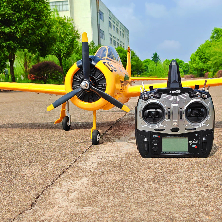 Dynam T-28 Trojan V2 Yellow 4S RC Warbird 1.3m w/ Flaps