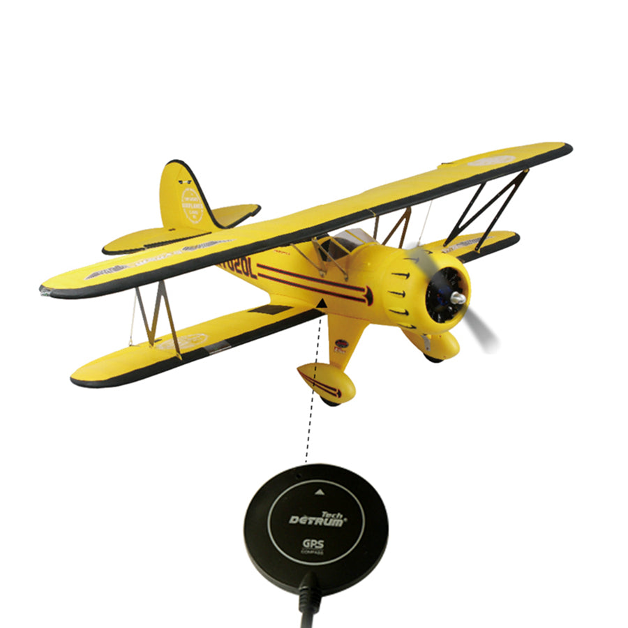 One-Click Return Home Dynam Waco YMF-5D V2 Yellow Biplane SRTF-Pro w/GAVIN-8CH TX & SR86A-G GPS Autopilot Receiver