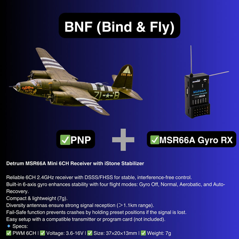 Dynam 1.5m B-26 Marauder Green 4S Twin-Engine RC Warbird Bomber w/ Flaps