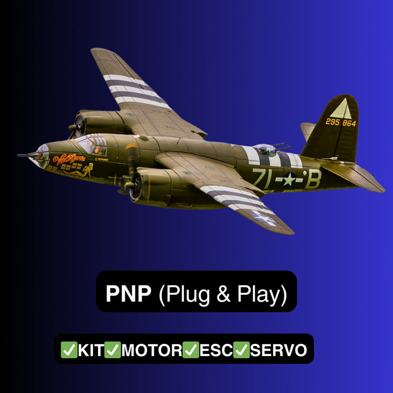 Dynam 1.5m B-26 Marauder Green 4S Twin-Engine RC Warbird Bomber w/ Flaps