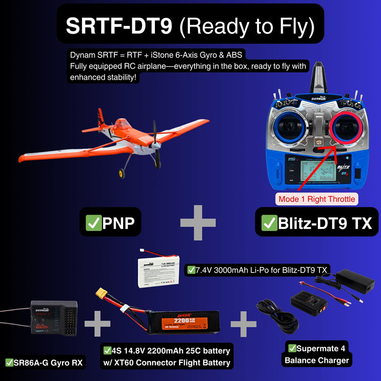 Dynam Cessna 188 Crop Duster V2 Orange 4S RC Scale Airplane 1.5m w/ Flaps
