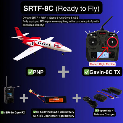 Dynam Cessna 550 Turbo Jet V2 Red 4S 64mm EDF RC Jet w/ Flaps