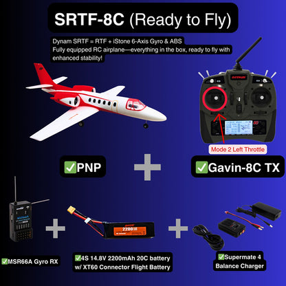 Dynam Cessna 550 Turbo Jet V2 Red 4S 64mm EDF RC Jet w/ Flaps