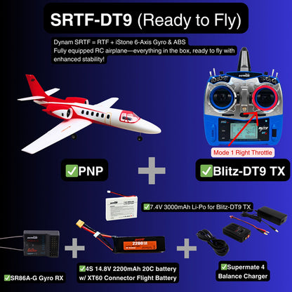 Dynam Cessna 550 Turbo Jet V2 Red 4S 64mm EDF RC Jet w/ Flaps
