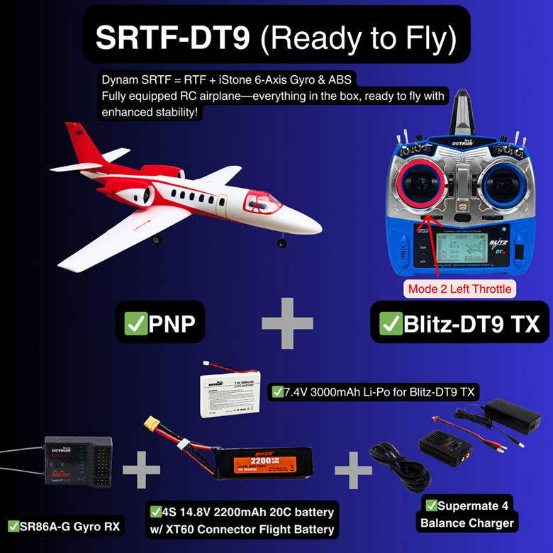 Dynam Cessna 550 Turbo Jet V2 Red 4S 64mm EDF RC Jet w/ Flaps