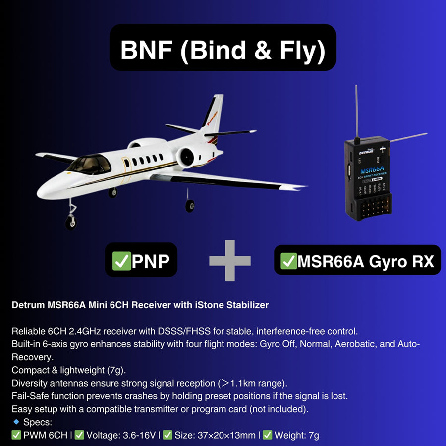 Dynam Cessna 550 Turbo Jet V2 White 4S 64mm EDF RC Jet w/ Flaps