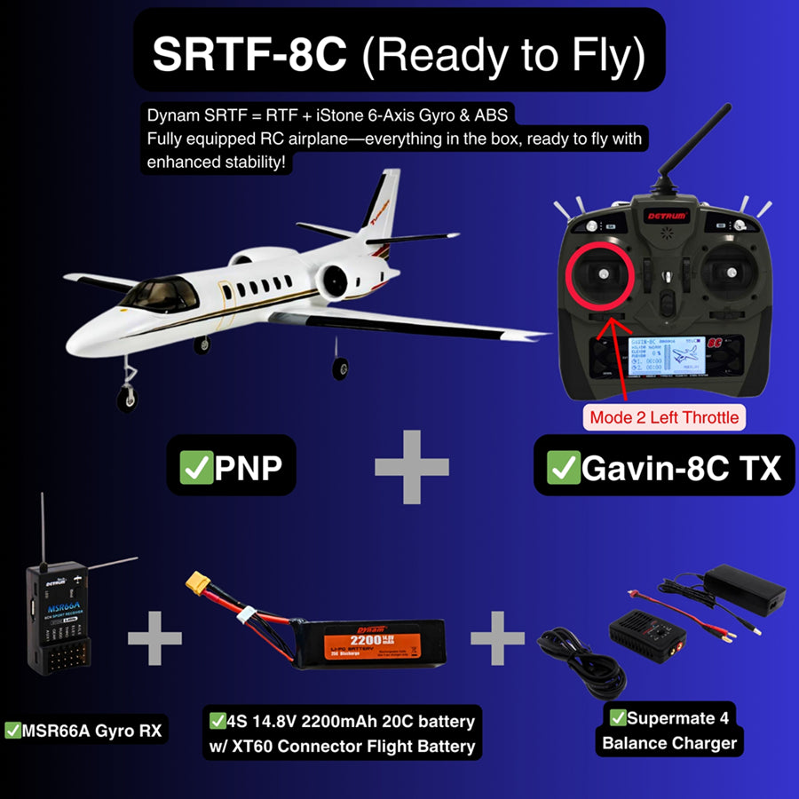 Dynam Cessna 550 Turbo Jet V2 White 4S 64mm EDF RC Jet w/ Flaps