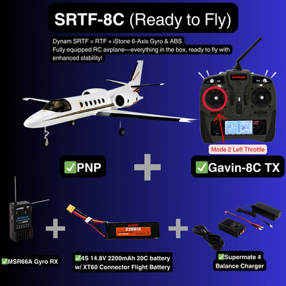 Dynam Cessna 550 Turbo Jet V2 White 4S 64mm EDF RC Jet w/ Flaps