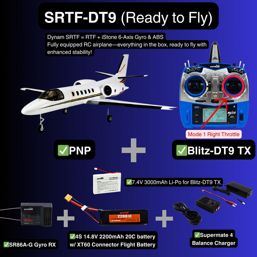 Dynam Cessna 550 Turbo Jet V2 White 4S 64mm EDF RC Jet w/ Flaps