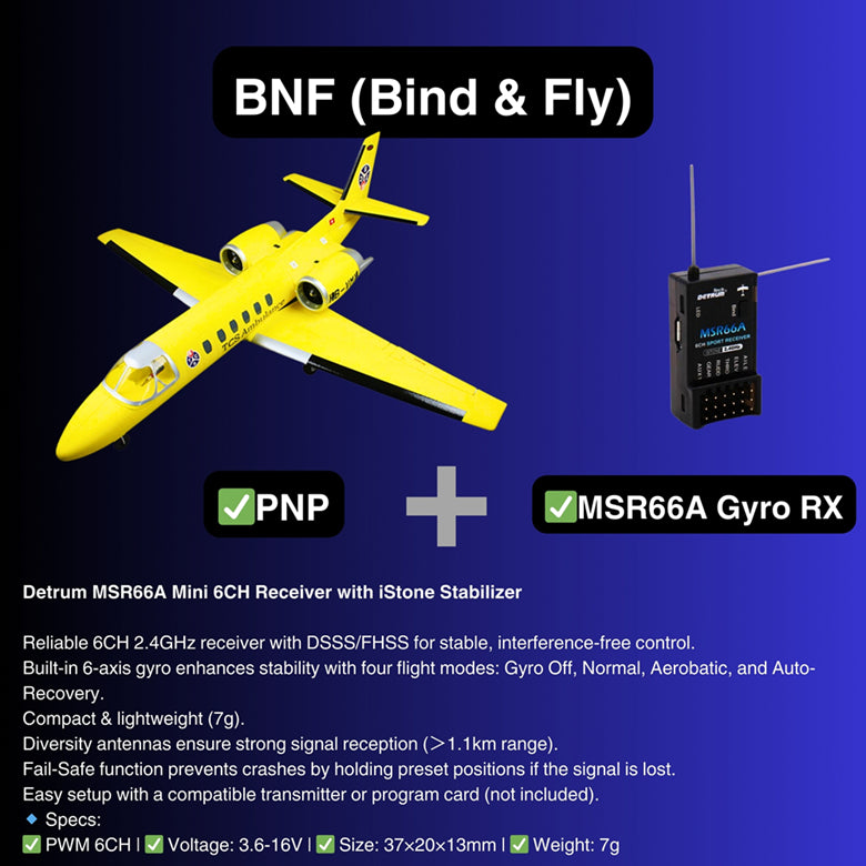 Dynam Cessna 550 Turbo Jet V2 Yellow 4S 64mm EDF RC Jet w/ Flaps