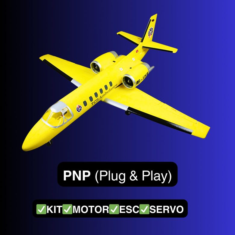 Dynam Cessna 550 Turbo Jet V2 Yellow 4S 64mm EDF RC Jet w/ Flaps