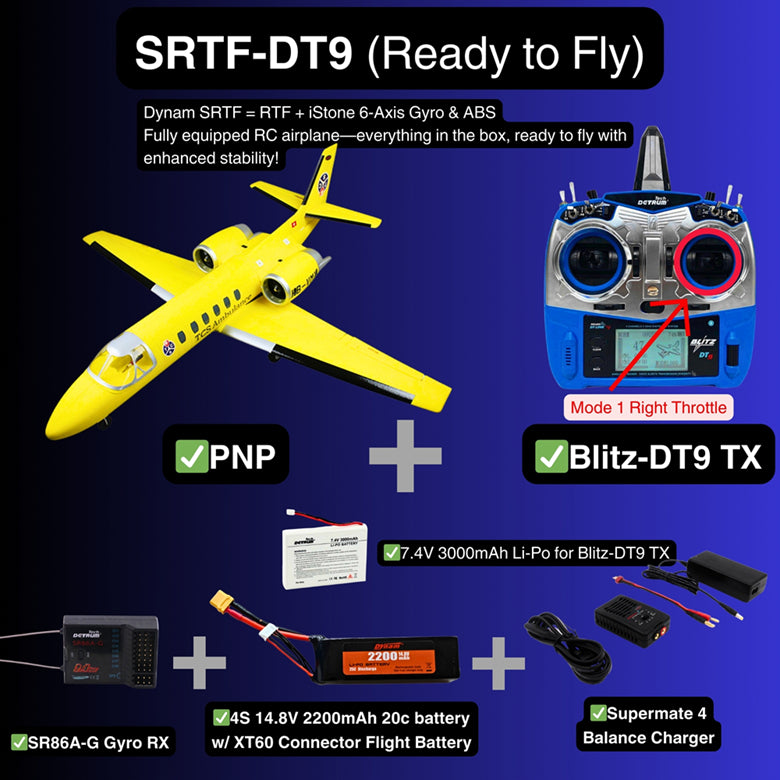Dynam Cessna 550 Turbo Jet V2 Yellow 4S 64mm EDF RC Jet w/ Flaps