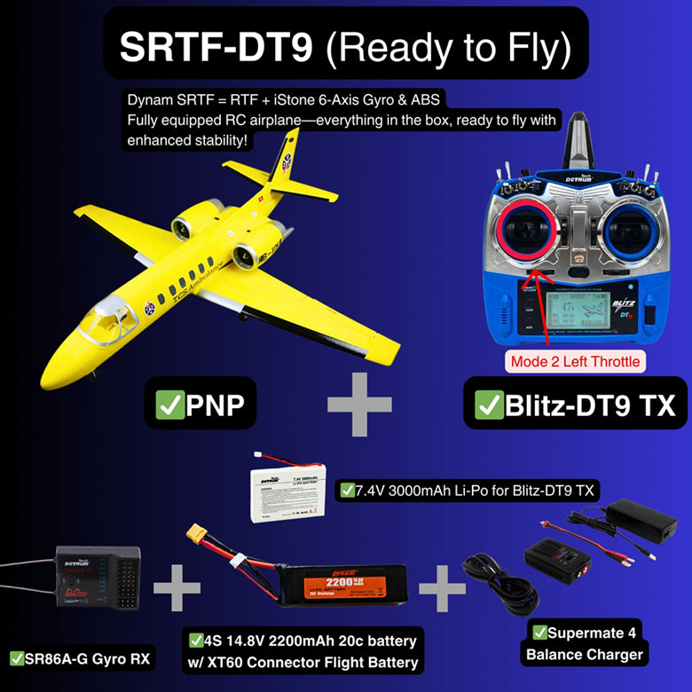 Dynam Cessna 550 Turbo Jet V2 Yellow 4S 64mm EDF RC Jet w/ Flaps