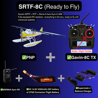 Dynam DHC-2 Beaver V2 Blue 4S Sea/Land STOL RC Float Plane 1.5m w/ Flaps